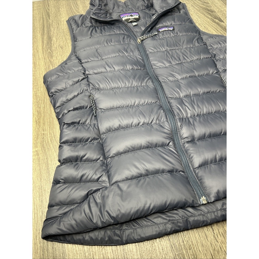 PATAGONIA Down Sweater Insulated Vest Women's - Smolder Blue Sz L Logo Back EUC! - Picture 3 of 7